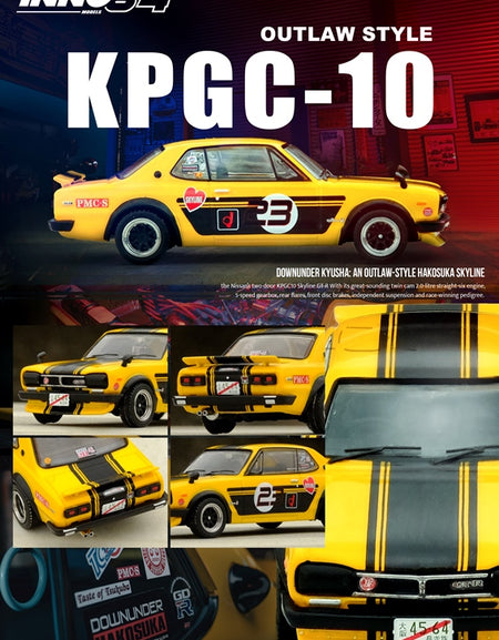 INNO64 Models 1/64 Nissan Skyline 2000 GT-R (KPGC10) Yellow