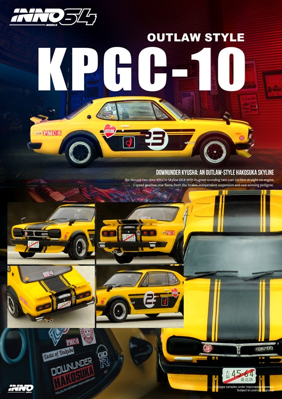 INNO64 Models 1/64 Nissan Skyline 2000 GT-R (KPGC10) Yellow