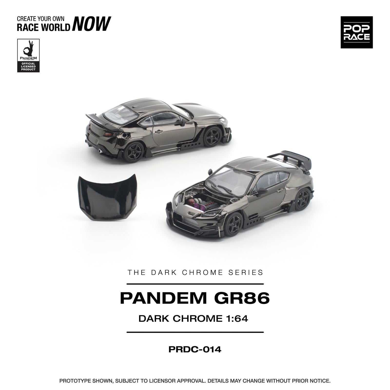 (Pre-order) POPRACE 1/64 - PANDEM GR 86 DARK CHROME Diecast Model Car