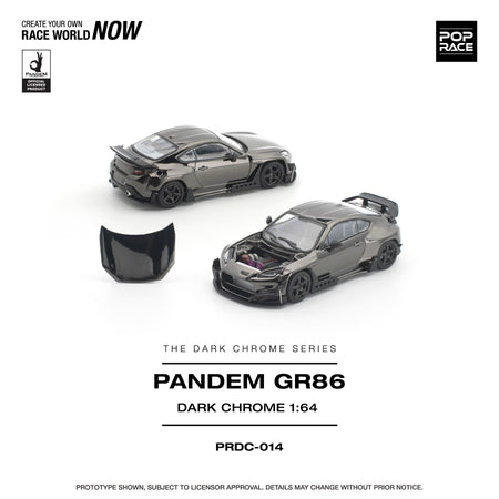 (Pre-order) POPRACE 1/64 - PANDEM GR 86 DARK CHROME Diecast Model Car