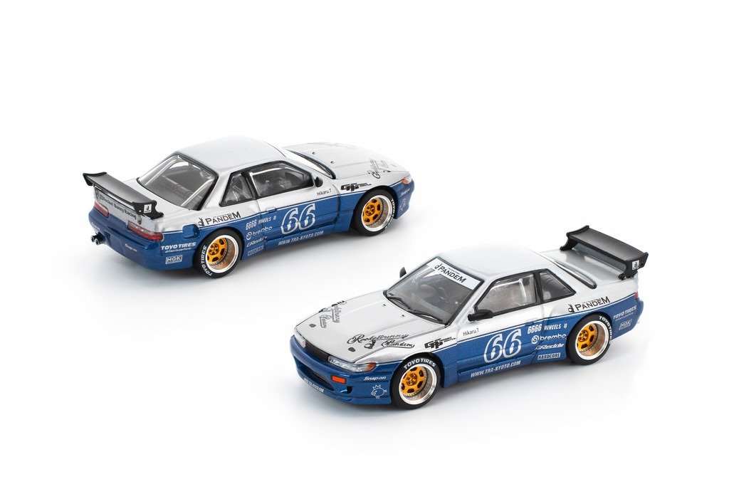 POPRACE 1/64 PANDEM SILVIA S13 MOONTECH BLUE Diecast Model Car