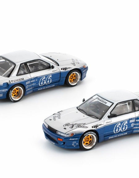 POPRACE 1/64 PANDEM SILVIA S13 MOONTECH BLUE Diecast Model Car