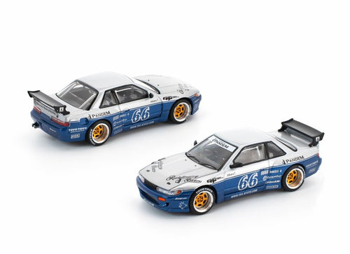 Load image into Gallery viewer, POPRACE 1/64 PANDEM SILVIA S13 MOONTECH BLUE Diecast Model Car
