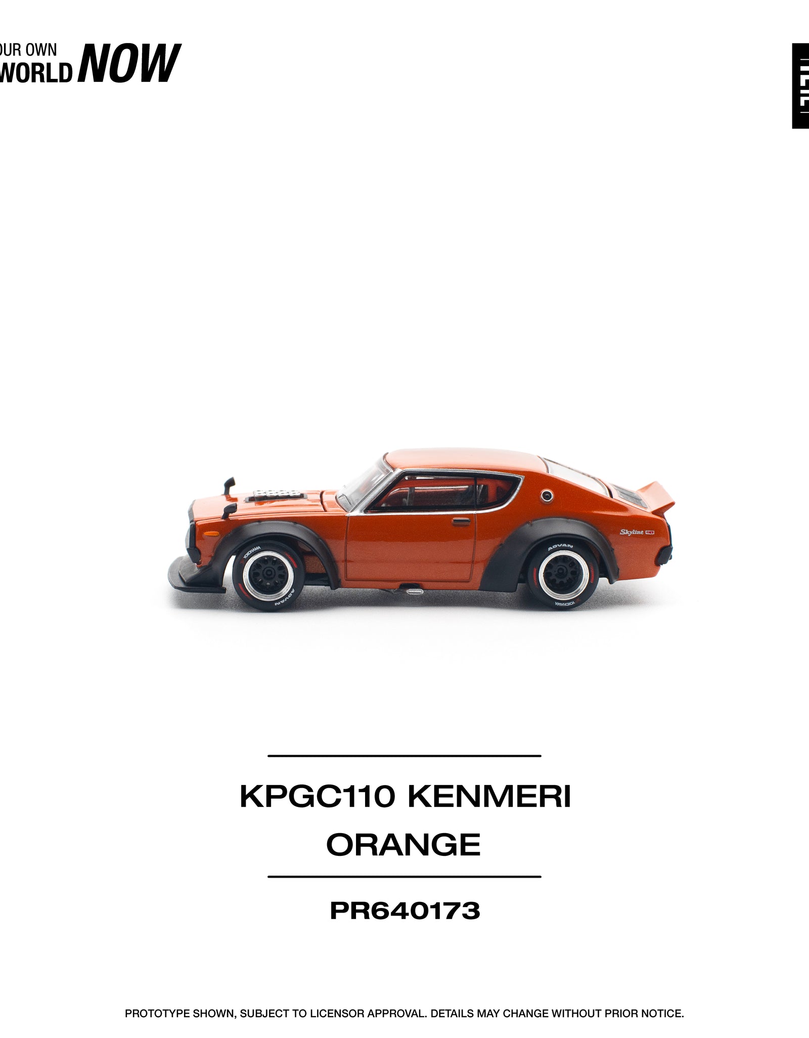 POPRACE 1/64 SKYLINE GT-R V8 DRIFT (KENMERI) ORANGE Model Car