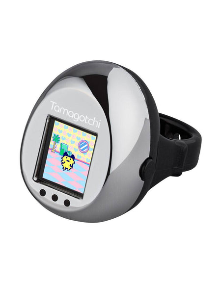 (Pre-order) Bandai Tamagotchi ring - Black & Metallic Silver Digital Pet Toy