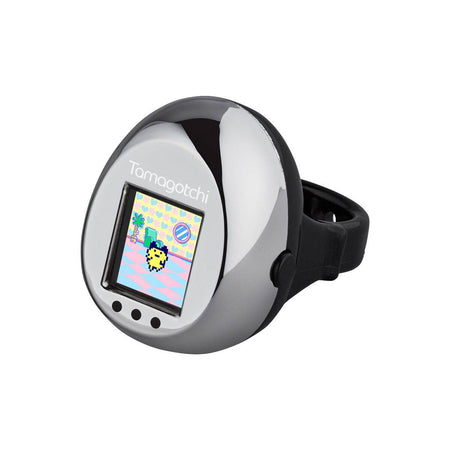(Pre-order) Bandai Tamagotchi ring - Black & Metallic Silver Digital Pet Toy