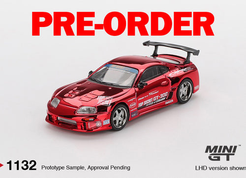 Load image into Gallery viewer, (Pre-order) Mini GT #1032 Toyota Supra (A80) Top Secret GT-300 Red Chrome RHD

