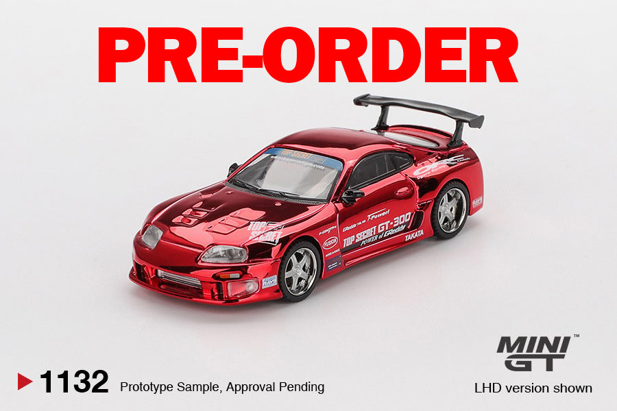 (Pre-order) Mini GT #1032 Toyota Supra (A80) Top Secret GT-300 Red Chrome LHD