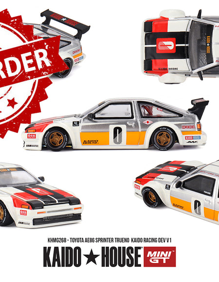 (Pre-order) Kaido House X Mini GT #268 Toyota AE86 Sprinter Trueno Racing Dev V1