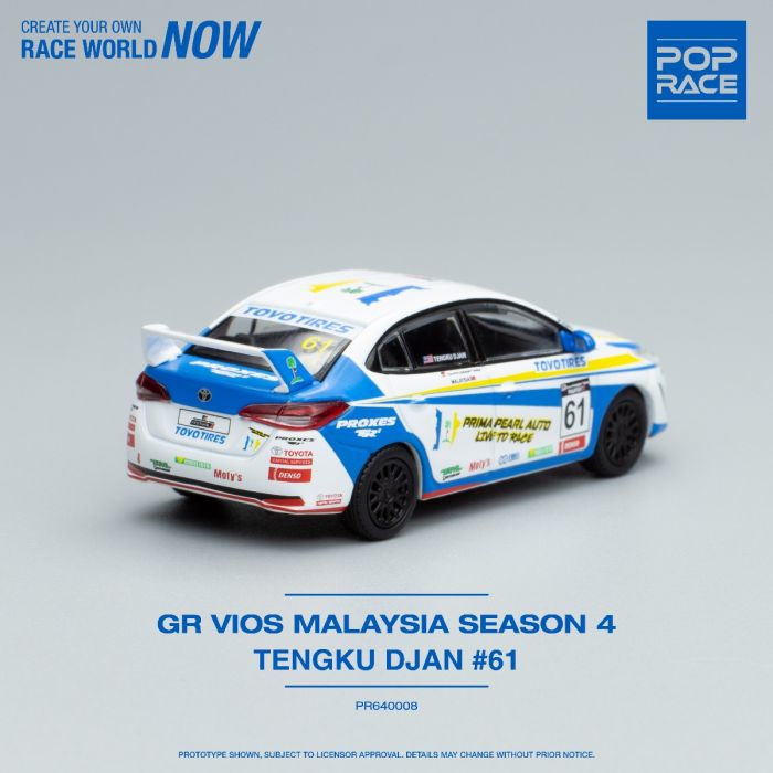 POPRACE 1/64 Die-cast Car GR VIOS MALAYSIA SEASON 4 TENGKU DJAN 61 (w/ Figure)