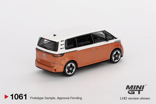 Load image into Gallery viewer, Mini GT #1061 Volkswagen ID.Buzz Candy White / Energetic Orange LHD
