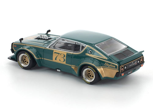 Load image into Gallery viewer, (Pre-order) POPRACE 1/64 KPGC110 KENMERI RACING #73 GREEN/GOLD Model Car
