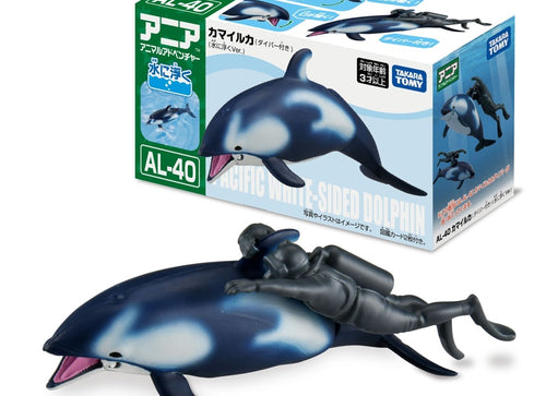 Load image into Gallery viewer, Takara Tomy Ania AL-40 Pacific White-Sided Dolphin with diver (Floating Version)
