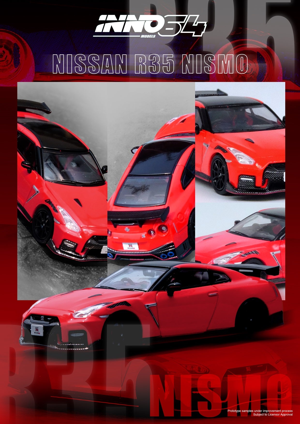 INNO64 1/64 NISSAN GT-R (R35) NISMO Red Diecast Model Car