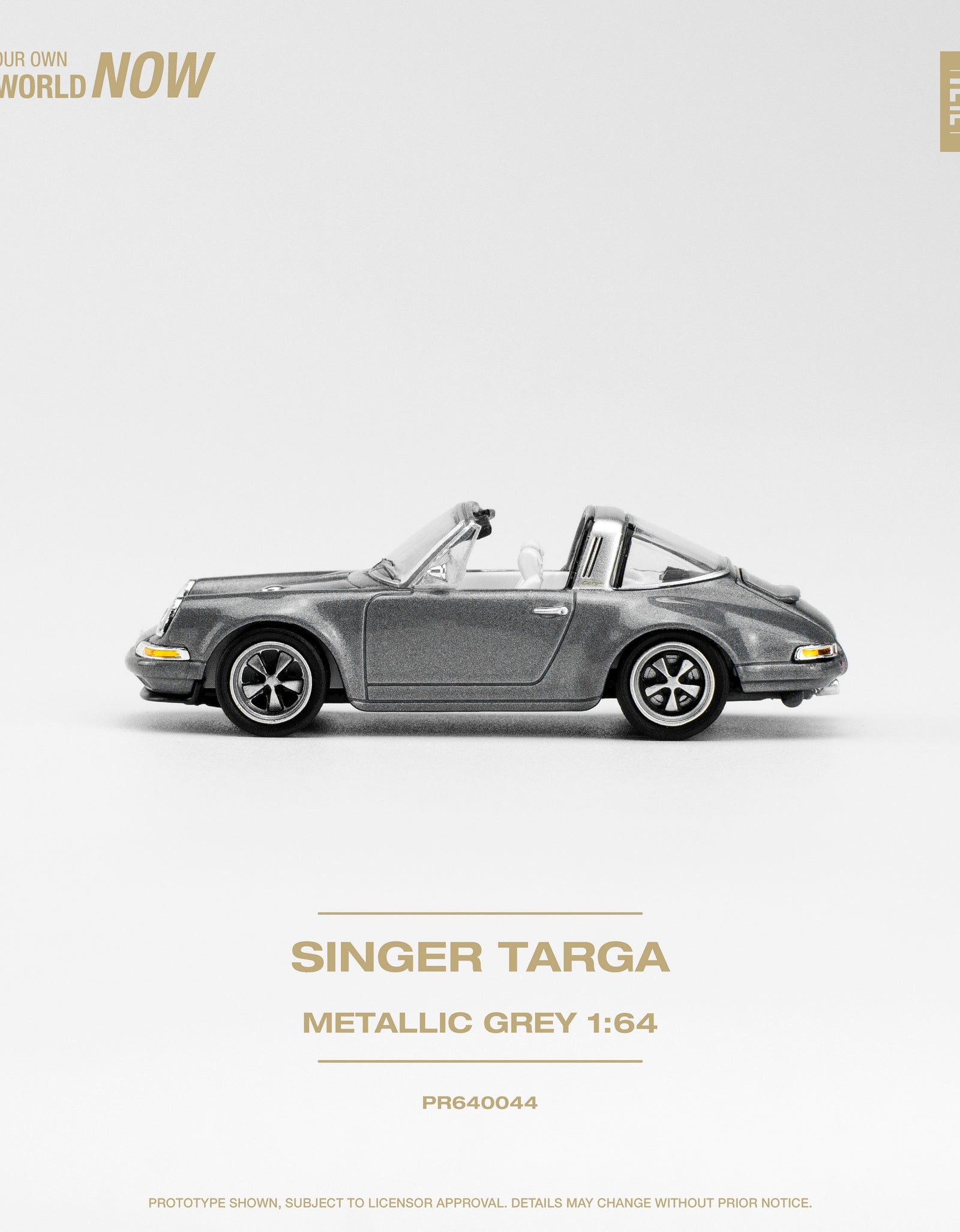 POPRACE 1/64 SINGER TARGA METALLIC GREY Diecaset Model Car