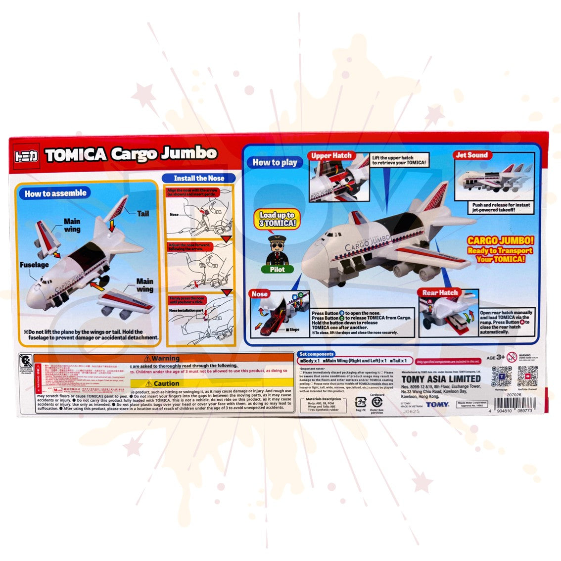 Takara Tomy Tomica World Cargo Jumbo Jet Airplane Vehicles with 1 car