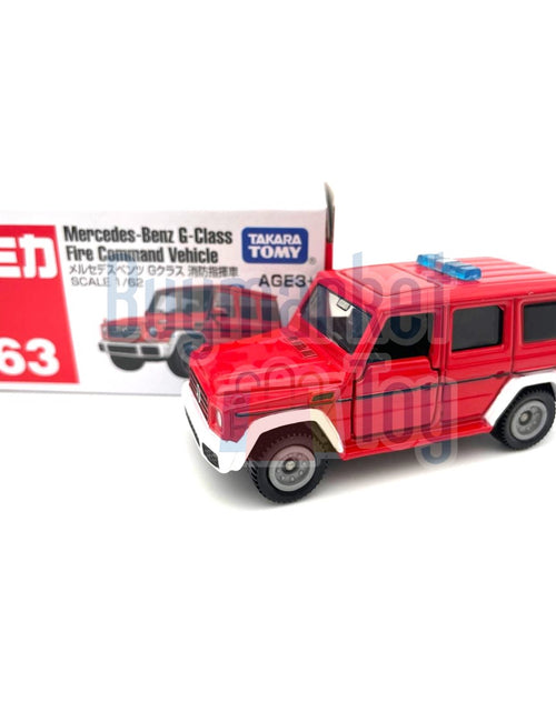 Load image into Gallery viewer, Takara Tomy Tomica #63 1/62 Mercedez Benz G-Class Fire Command Vehicle Model
