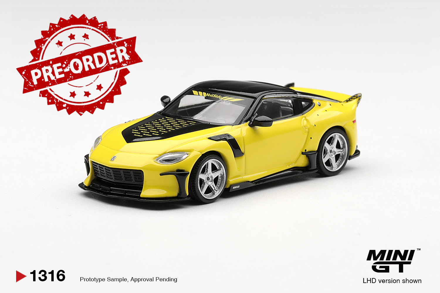 (Pre-order) Mini GT #1316 Nissan Fairlady Z VeilSide FFZ400 Ikazuchi Yellow LHD