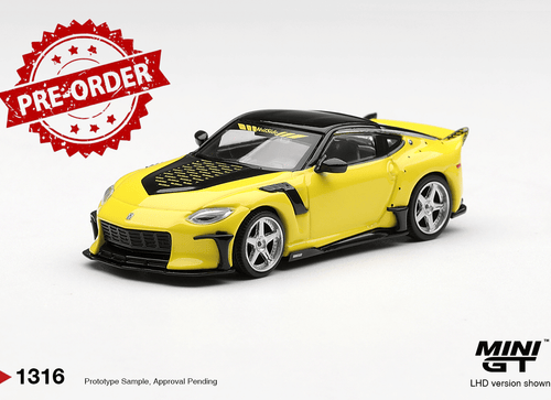 Load image into Gallery viewer, (Pre-order) Mini GT #1316 Nissan Fairlady Z VeilSide FFZ400 Ikazuchi Yellow LHD
