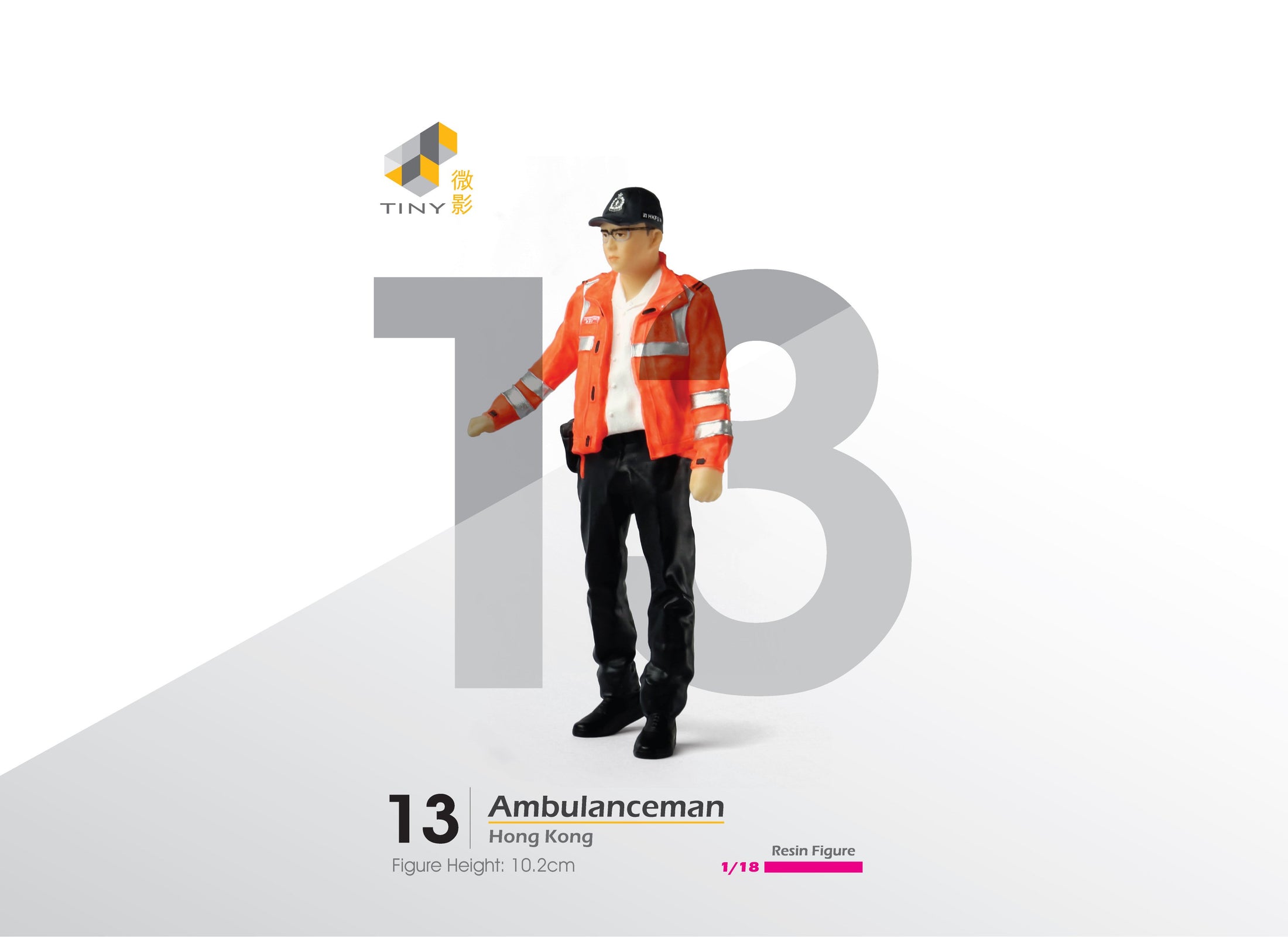 TINY City HK Scale 1/18 Figure #13 Ambulanceman tall Resin Mini Model Figure