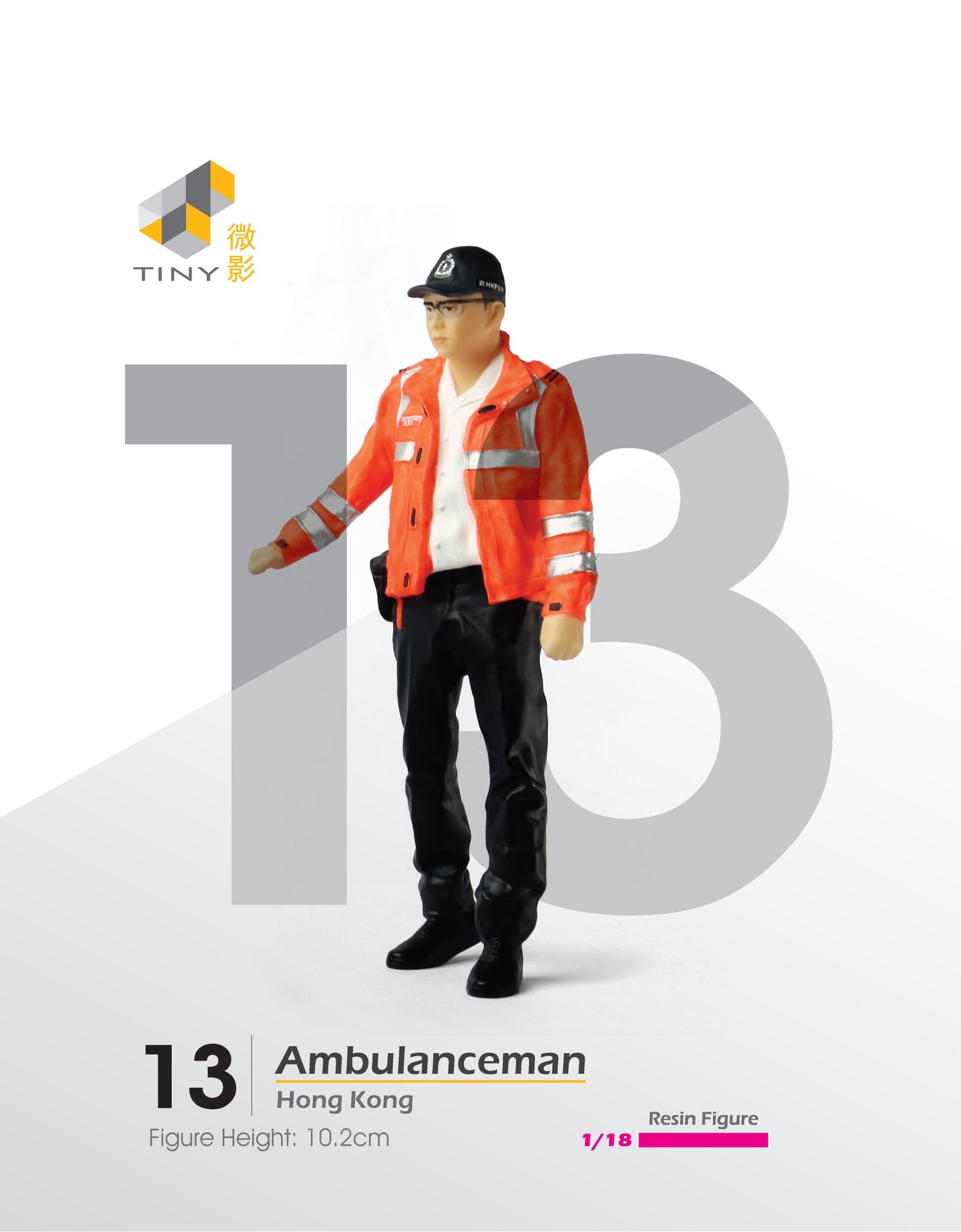 TINY City HK Scale 1/18 Figure #13 Ambulanceman tall Resin Mini Model Figure