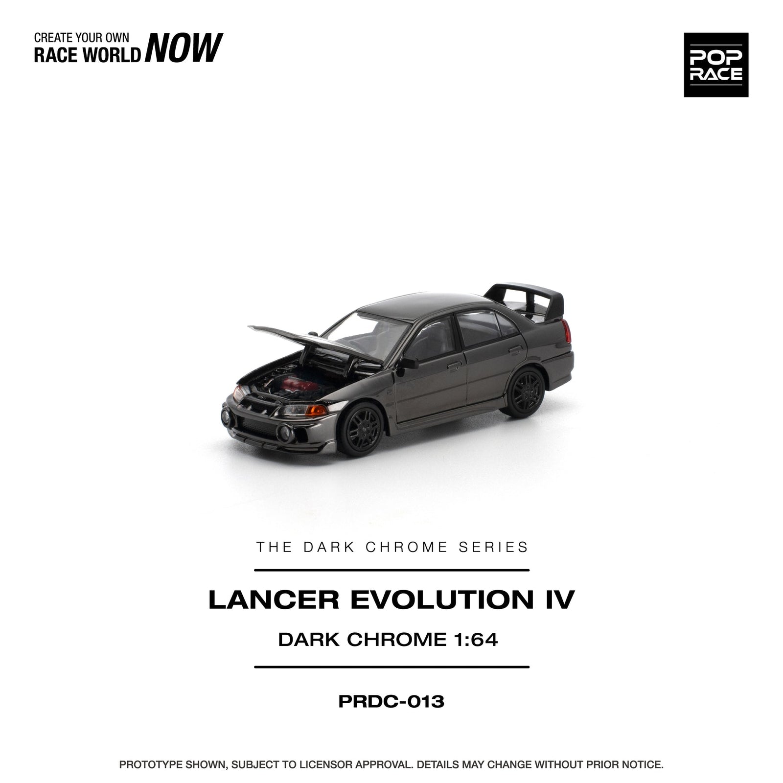(Pre-order) POPRACE 1/64 - LANCER EVOLUTION IV DARK CHROME Diecast Model Car