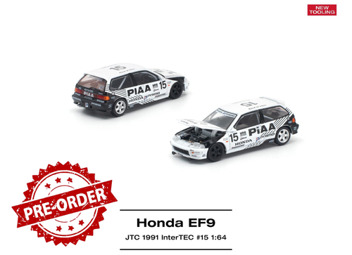 Load image into Gallery viewer, (Pre-order) POPRACE 1/64 - HONDA CIVIC EF9 #15 JTC 1991 Intertec Diecast Model
