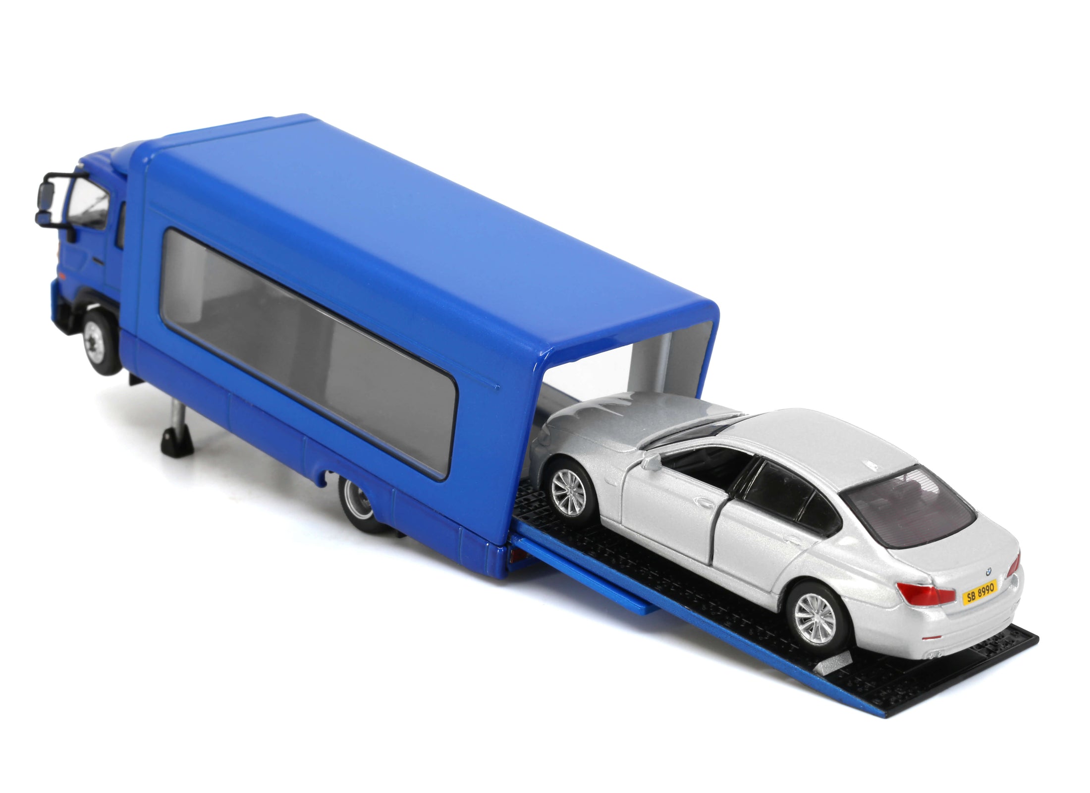 Tiny City Die-cast Model Car - HINO500 Covered Vehicle Transporter (Blue)