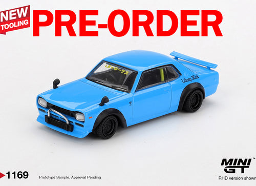 Load image into Gallery viewer, (Pre-order) MINI GT #1169 Nissan LB Works HAKOSUKA Baby Blue Diecast Model Car
