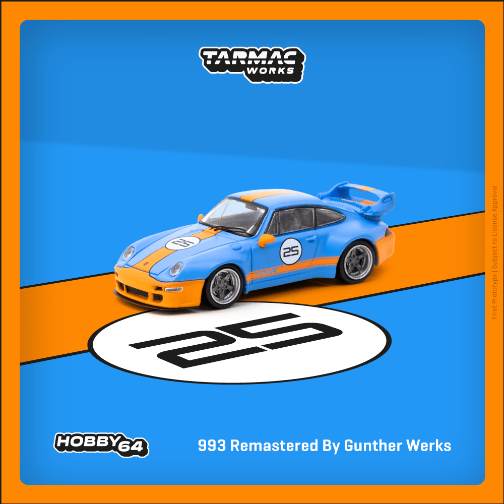 Tarmac Works 1/64 993 Remastered By Gunther Werks Blue / Orange Car