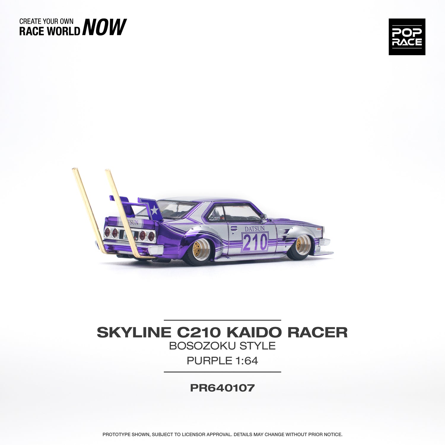 POPRACE 1/64 Skyline C210 Kaido Racer (Bosozoku Style) Purple