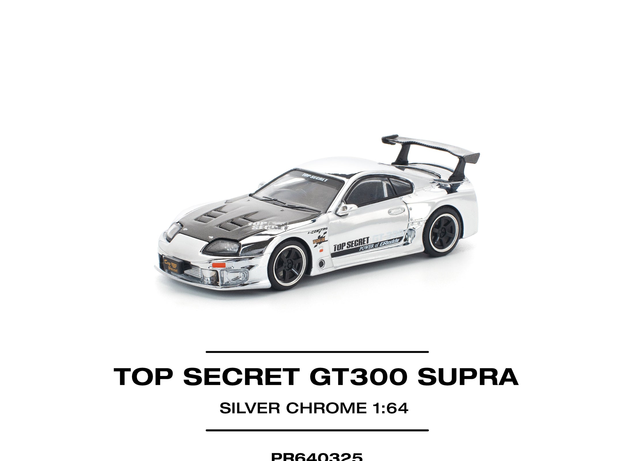 POPRACE 1/64 TOP SECRET GT300 SUPRA - SILVER CHROME Model Car