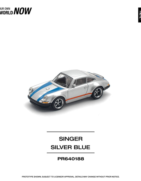 POPRACE 1/64 SINGER SILVER/BLUE Diecast Model Car