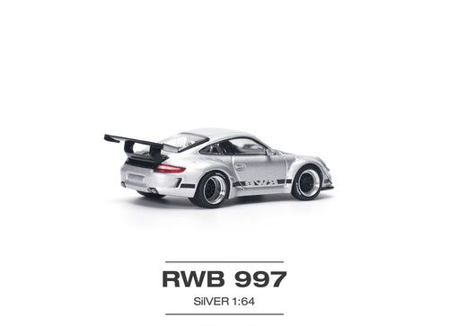 Load image into Gallery viewer, POPRACE 1/64 RWB 997 Silver Diecast Model Car

