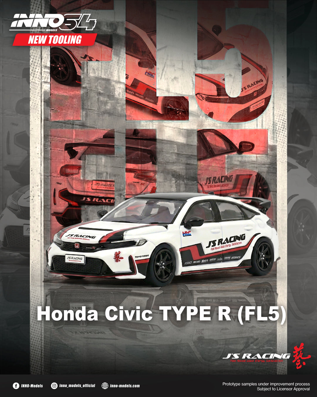 (Pre-order) INNO64 1/64 HONDA CIVIC (FL5) J'S RACING Diecast Model Car