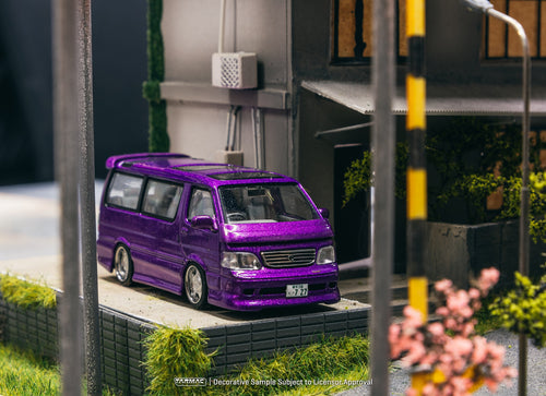 Load image into Gallery viewer, Tarmac Works Diecast Car 1/64 Toyota Hiace Wagon Custom Purple
