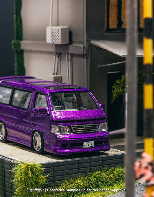 Load image into Gallery viewer, Tarmac Works Diecast Car 1/64 Toyota Hiace Wagon Custom Purple

