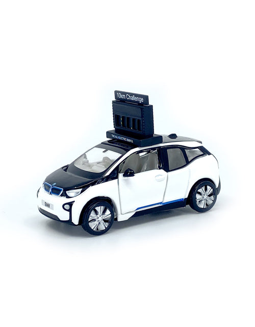 Load image into Gallery viewer, TINY HK #161 BMW i3 Marathon Clock Car (Capparius White) Diecast Car w/ sticker
