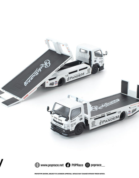 (Pre-order) POP race pandem fuso 300 flatbed transporter white new tooling