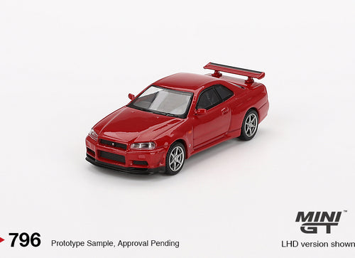 Load image into Gallery viewer, Mini GT#796 1/64 Nissan Skyline GT-R (R34) V-Spec Active Red RHD
