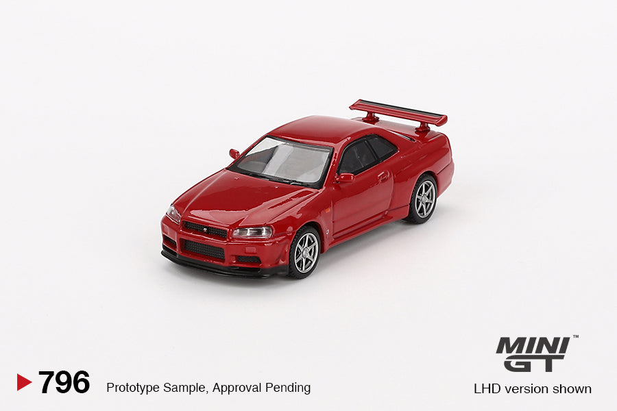 Mini GT#796 1/64 Nissan Skyline GT-R (R34) V-Spec Active Red RHD