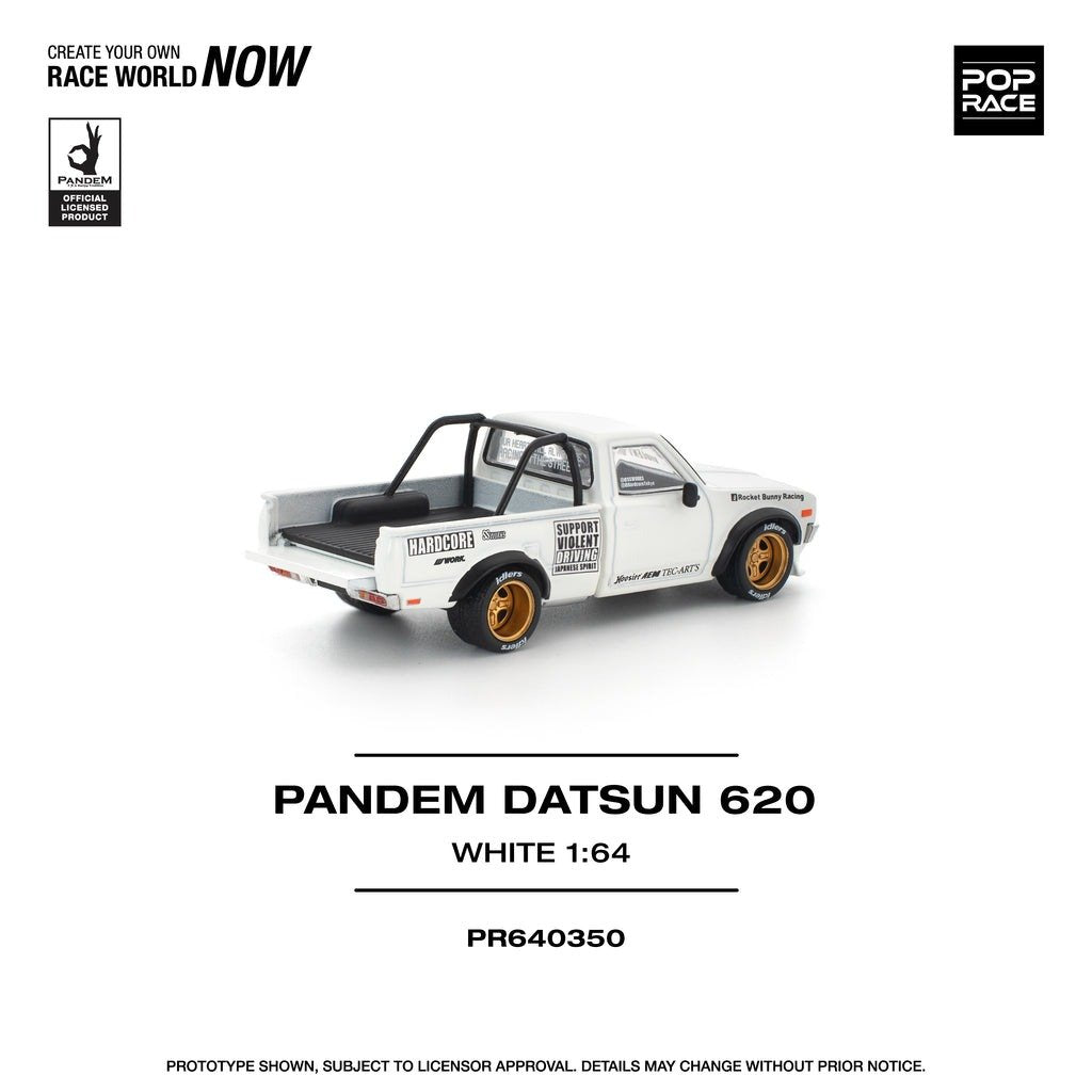 POPRACE 1/64 PANDEM DATSUN 620 WHITE Diecast Model Car