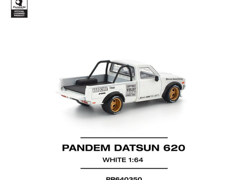 Load image into Gallery viewer, POPRACE 1/64 PANDEM DATSUN 620 WHITE Diecast Model Car
