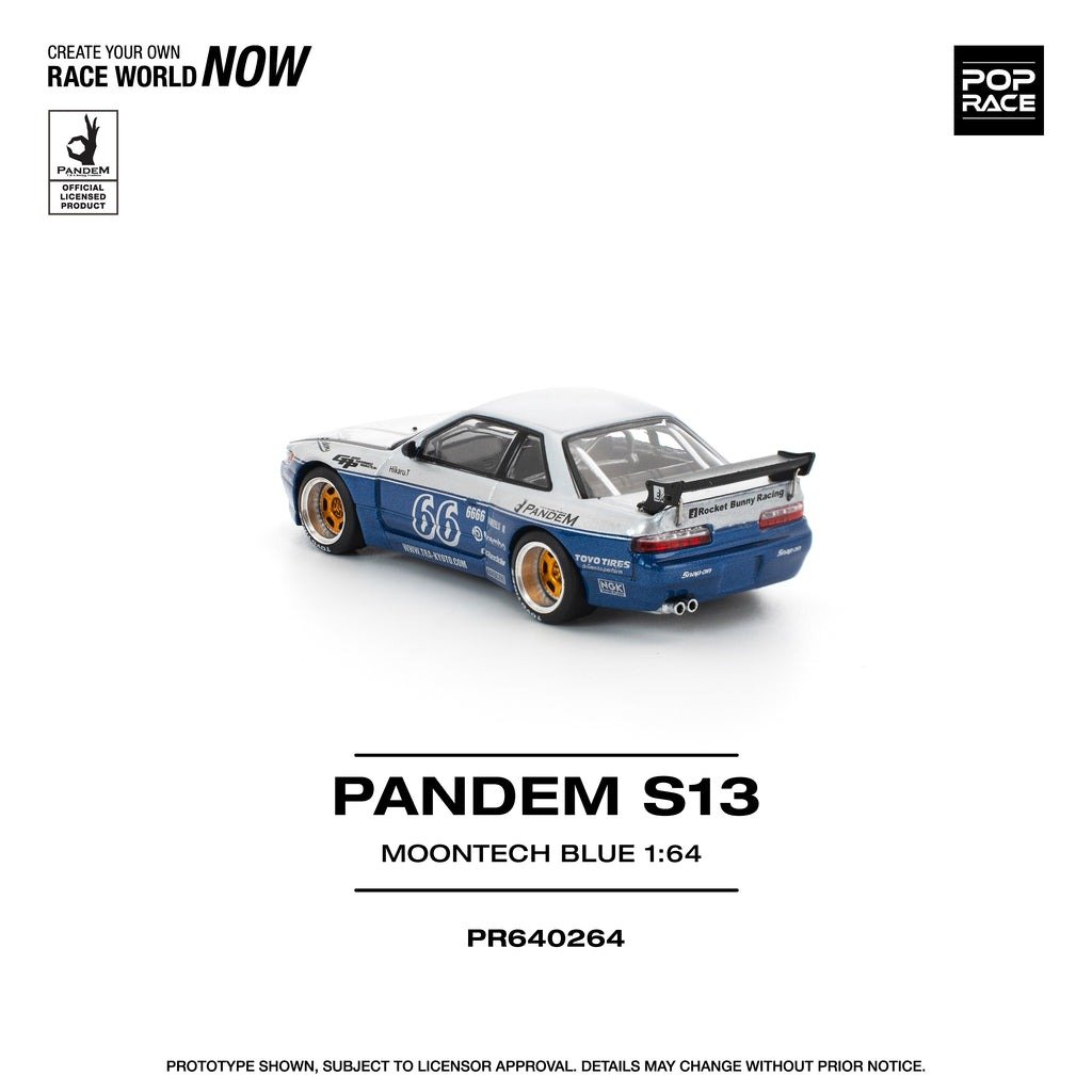 POPRACE 1/64 PANDEM SILVIA S13 MOONTECH BLUE Diecast Model Car