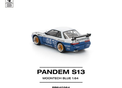Load image into Gallery viewer, POPRACE 1/64 PANDEM SILVIA S13 MOONTECH BLUE Diecast Model Car
