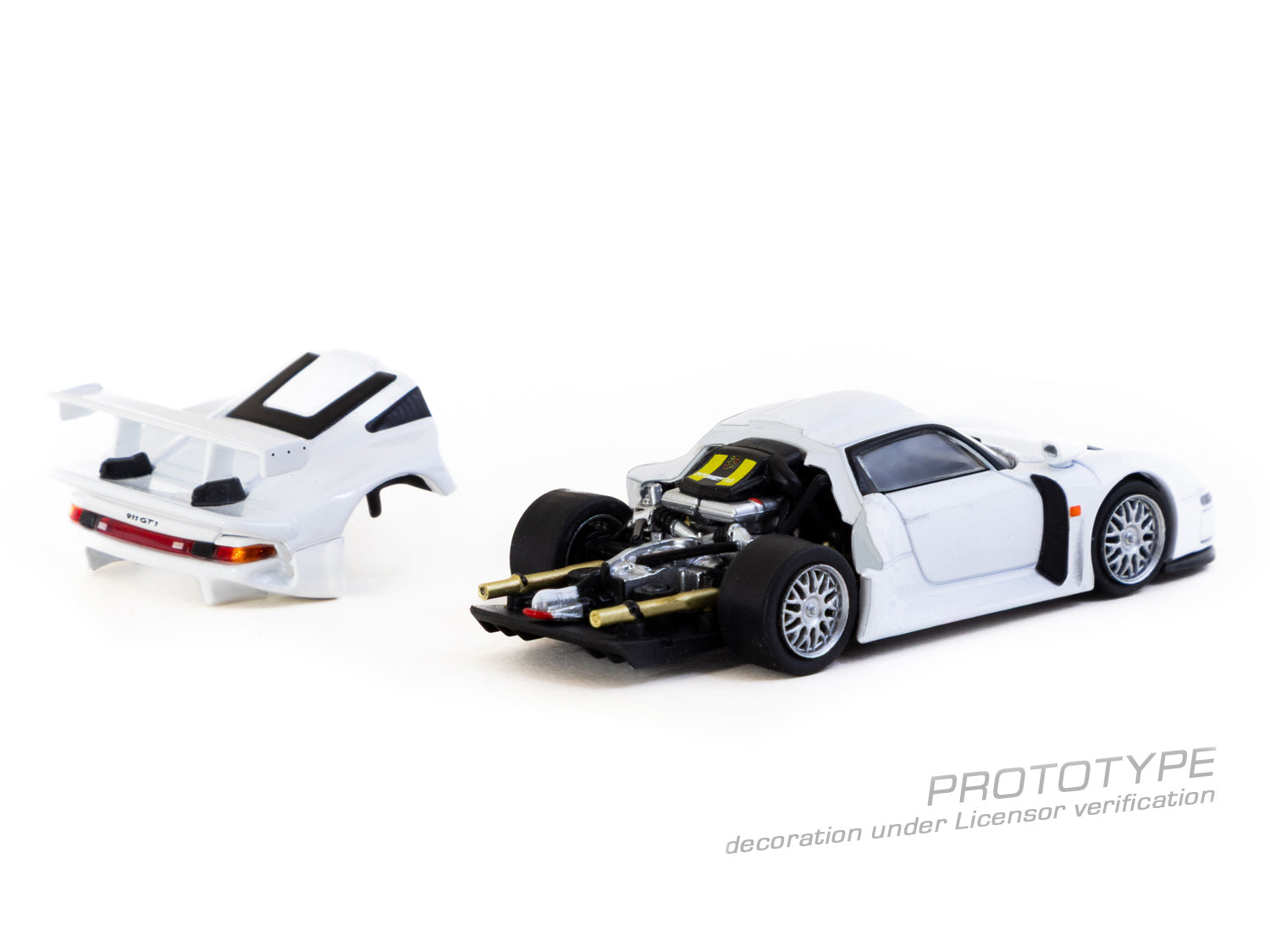 (Pre-order) Tarmac Works 1/64 Porsche 911 GT1 White with Taramc Cards Set