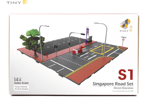 Load image into Gallery viewer, TINY City scale 1:64 Street Diorama Painted Model - S1 Singapore Road Set
