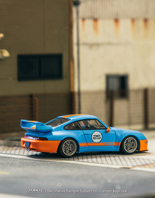 Load image into Gallery viewer, Tarmac Works 1/64 993 Remastered By Gunther Werks Blue / Orange Car
