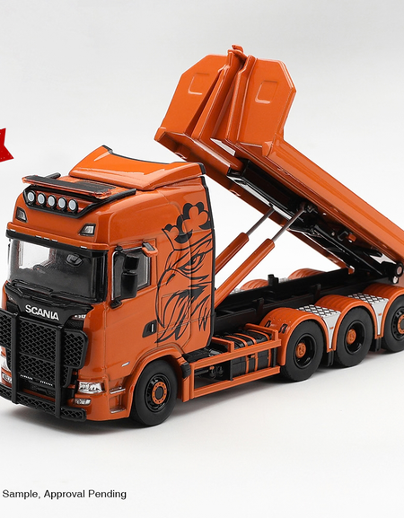 (Pre-order) Mini GT #1392 Scania 770S B8x4NA Hooklift Flatbed Orange RHD
