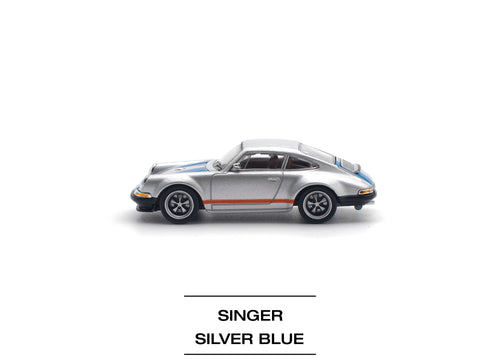 Load image into Gallery viewer, POPRACE 1/64 SINGER SILVER/BLUE Diecast Model Car
